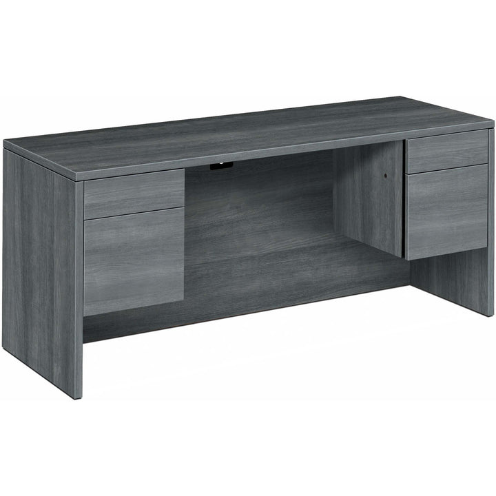 Image of HON® Kneespace w/Credenza, B/F, 60"x24"x29-1/2", Sterling Ash