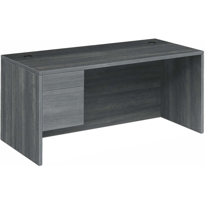 Image of HON® Left Pedestal Desk, 66"x30"x29-1/2", Sterling Ash