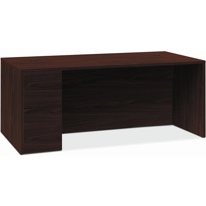 Image of HON® 10500 Series Single Pedestal Desk, Left Pedestal: Box/Box/File, 66" x 30" x 29.5", Mahogany