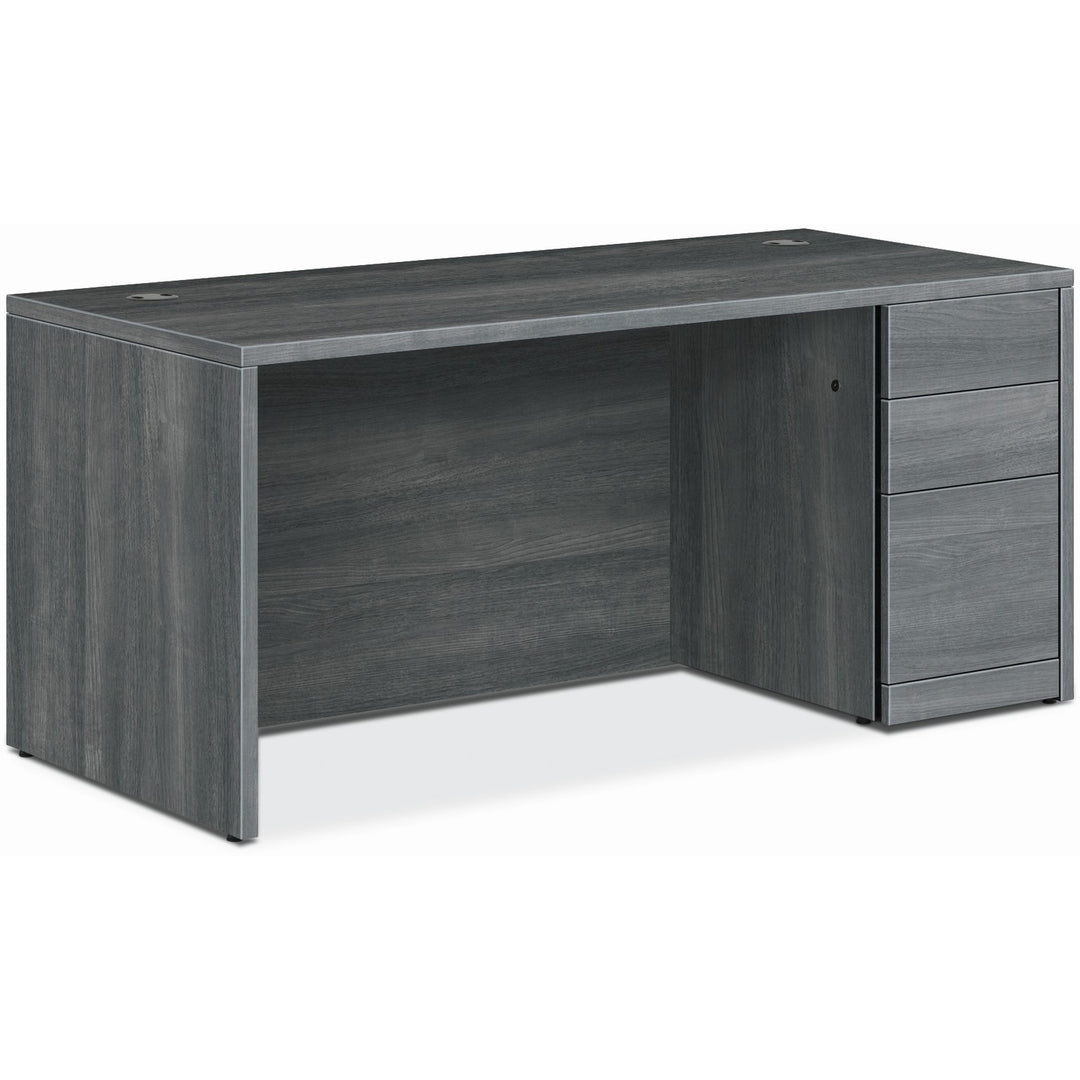 Image of HON® Right Pedestal Desk, B/B/F, 66"x30"x29-1/2", Sterling Ash