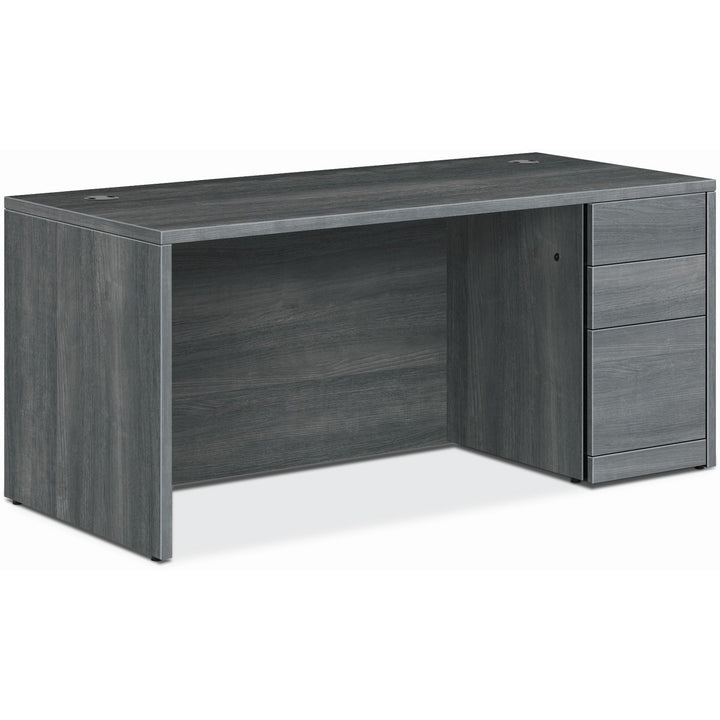 Image of HON® Right Pedestal Desk, B/B/F, 66"x30"x29-1/2", Sterling Ash