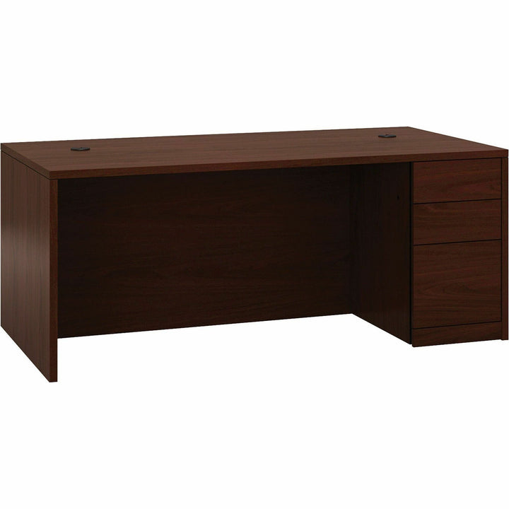 Image of HON® 10500 Series "l" Workstation Right Pedestal Desk With Full-Height Pedestal, 72" X 36" X 29.5", Mahogany