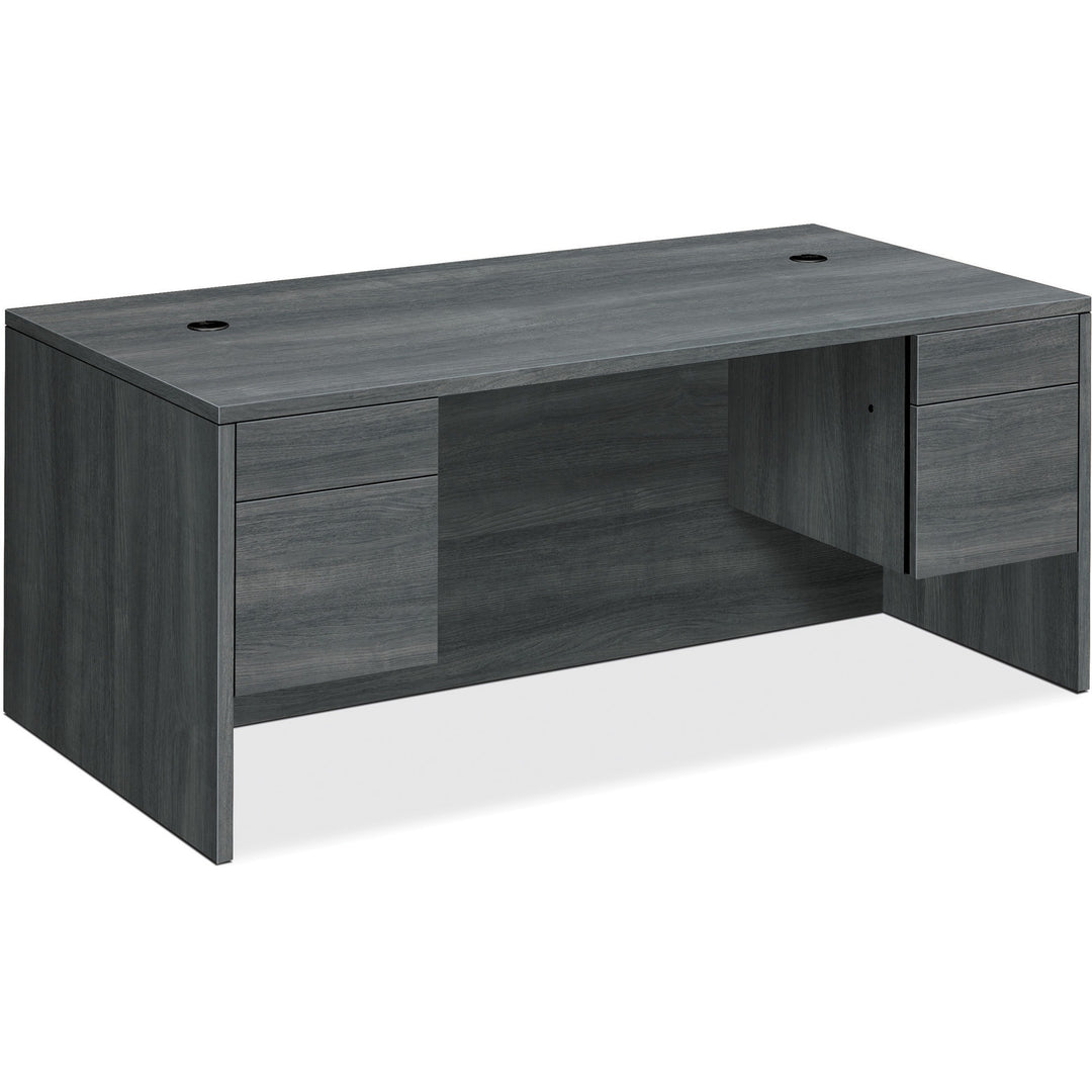 Image of HON® Double-Ped Desk,Rectangle Top,72"x36"x29-1/2",Sterling Ash
