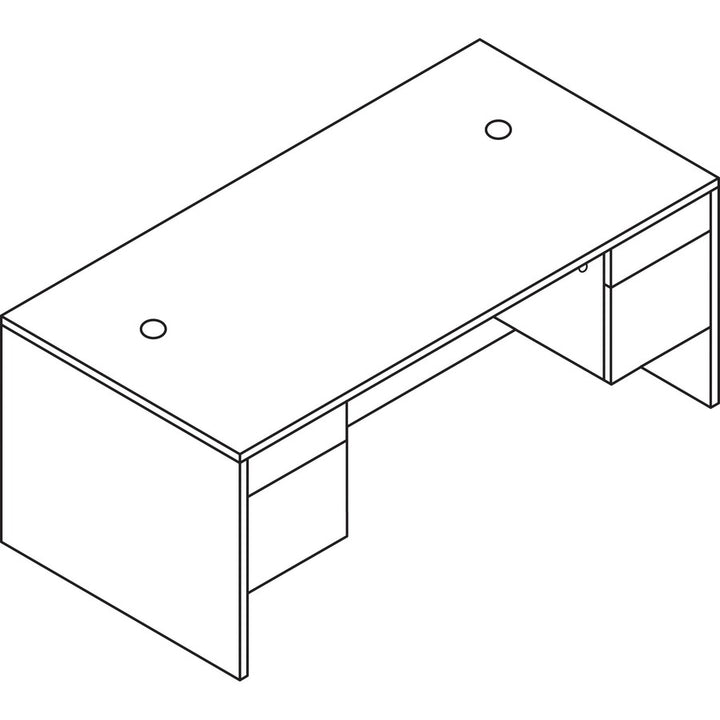 Image of HON® Double-Ped Desk,Rectangle Top,72"x36"x29-1/2",Sterling Ash