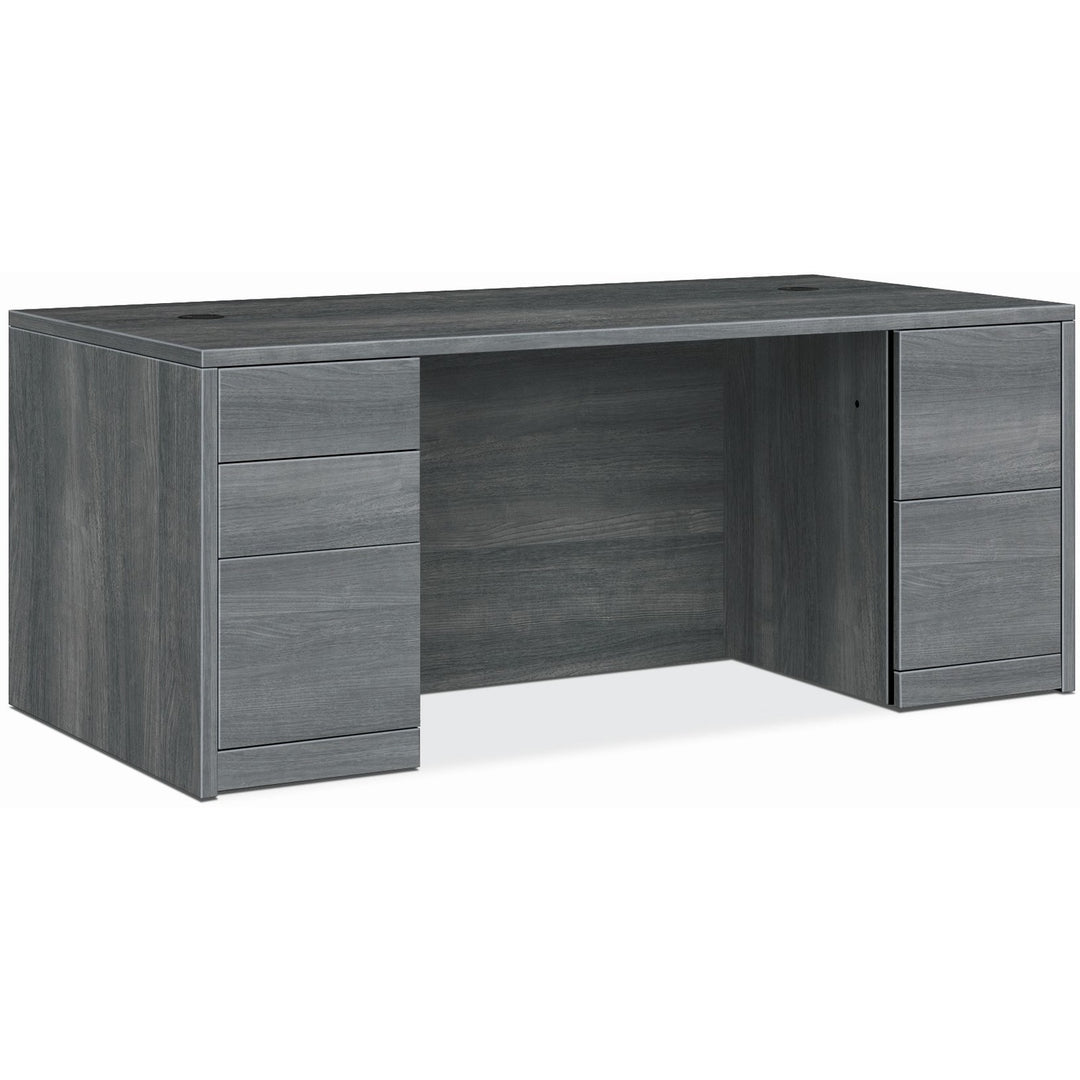 Image of HON® Double Pedestal Desk,Rectangle,72"x36"x29-1/2",Sterling Ash