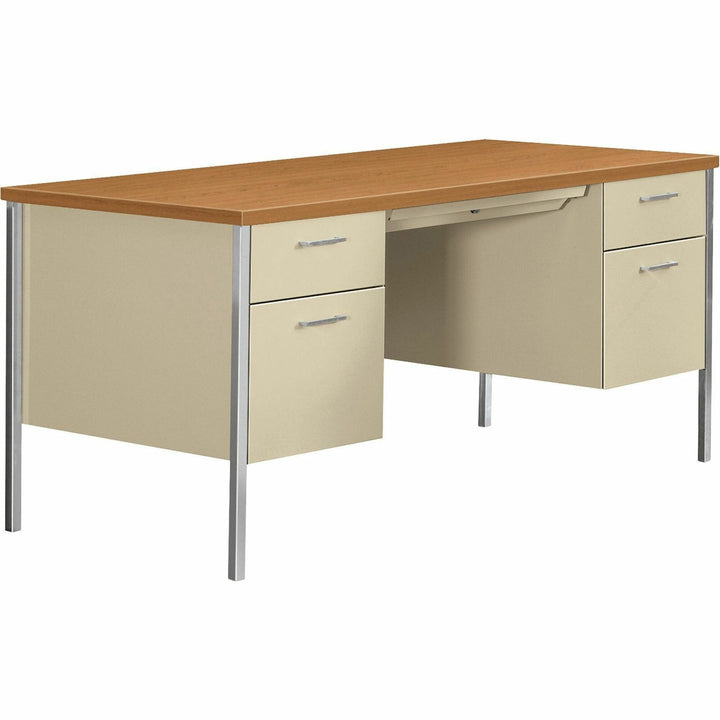 Image of HON® 34000 Series Double Pedestal Desk, 60" X 30" X 29.5", Harvest/putty