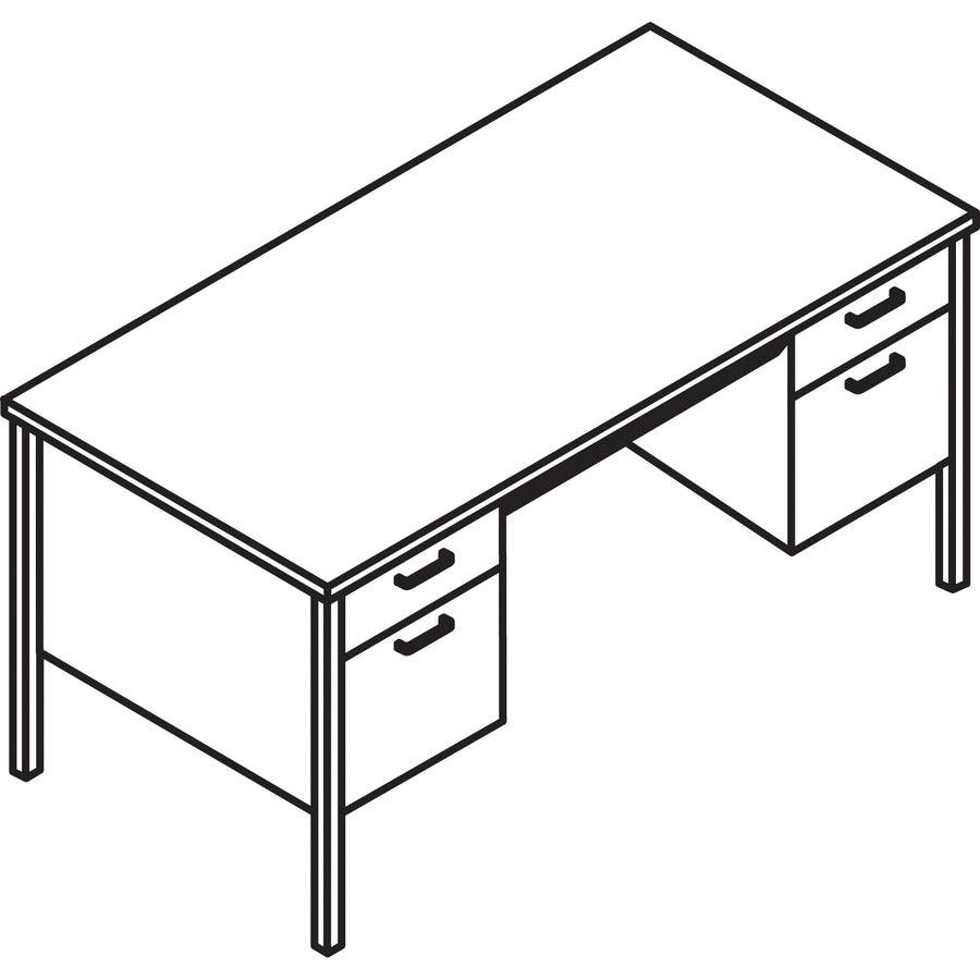 Image of HON® 34000 Series Double Pedestal Desk, 60" X 30" X 29.5", Harvest/putty