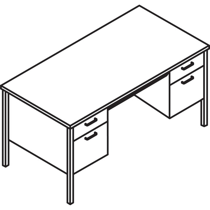 Image of HON® 34000 Series Double Pedestal Desk, 60" X 30" X 29.5", Harvest/putty