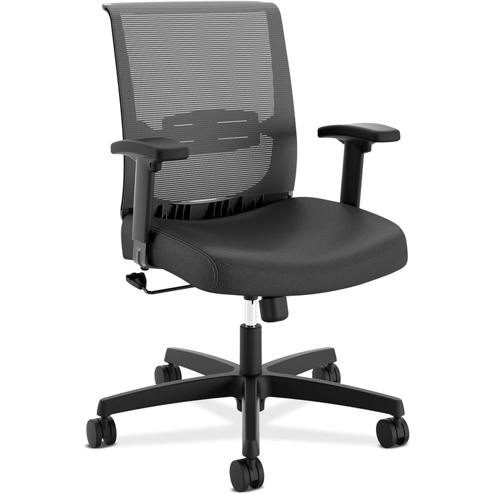 Image of HON® Convergence Mid-Back Task Chair, Swivel-Tilt, Supports Up To 275 Lb, 15.75" To 20.13" Seat Height, Black