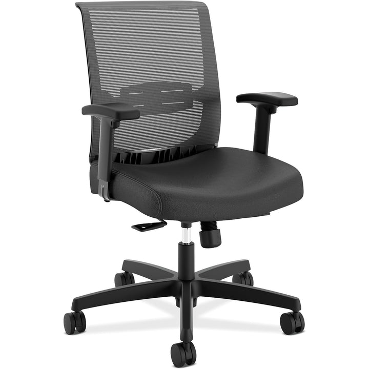 Image of HON® Convergence Mid-Back Task Chair, Synchro-Tilt And Seat Glide, Supports Up To 275 Lb, Black