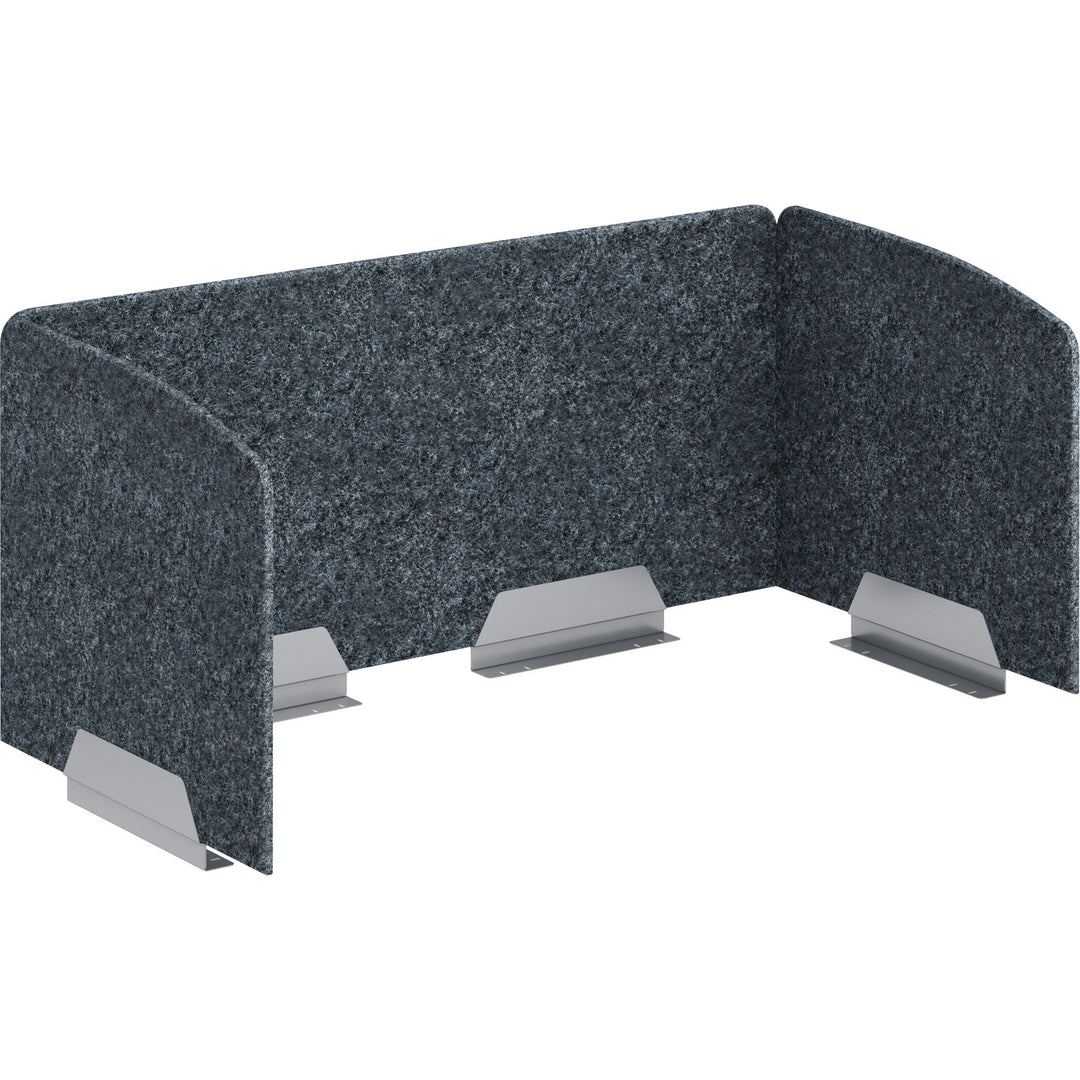 Image of HON HUVAUS482420 Privacy Screen, 46" W x 20" H x 23.3" Depth, Silver Frame, Polyethylene Terephthalate (PET), Dark Gray, 1 Each