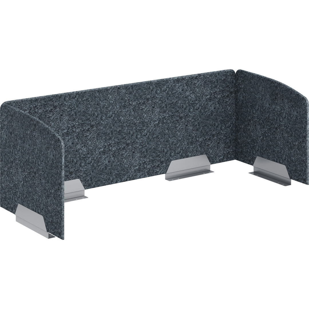 Image of HON HUVAUS602420 Privacy Screen, 58" W x 20" H x 23.3" Depth, Silver Frame, Polyethylene Terephthalate (PET), Dark Gray, 1 Each