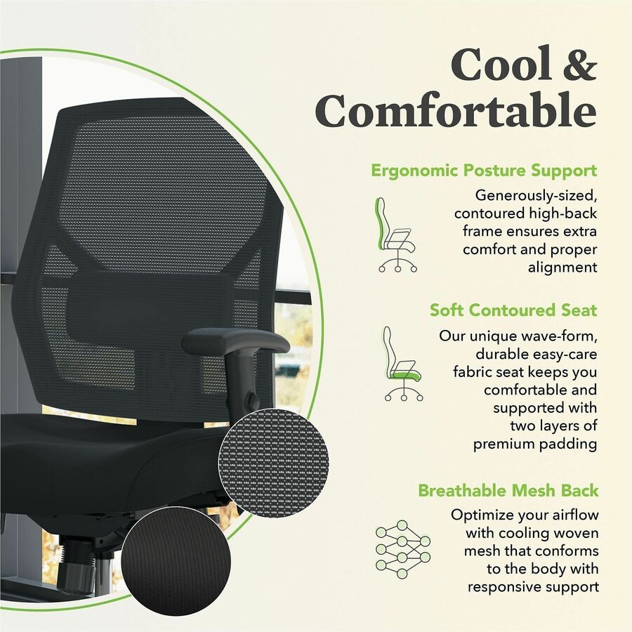 Image of HON® Vl582 High-Back Task Chair, Supports Up To 250 Lb, 19" To 22" Seat Height, Black