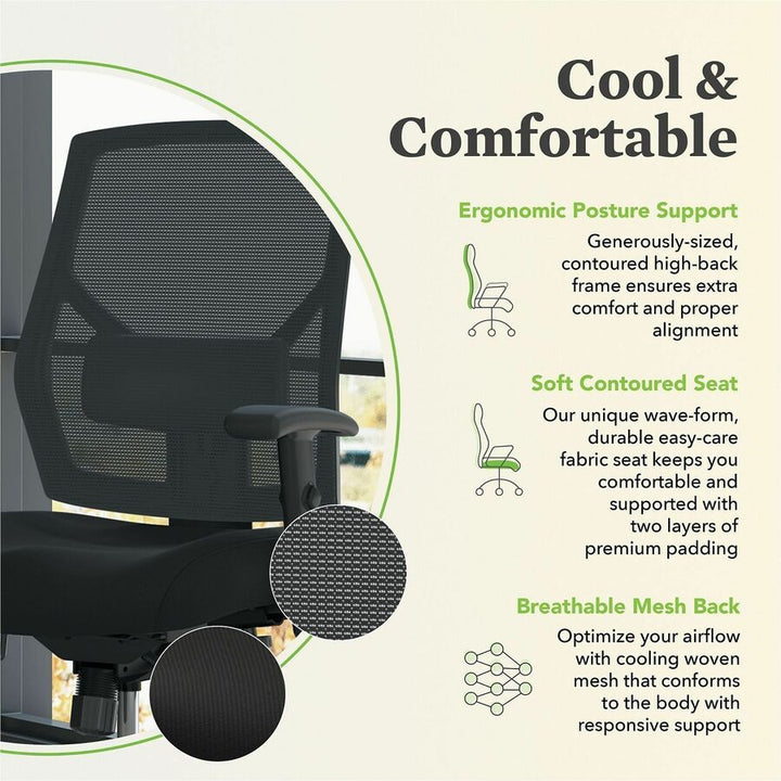 Image of HON® Vl582 High-Back Task Chair, Supports Up To 250 Lb, 19" To 22" Seat Height, Black