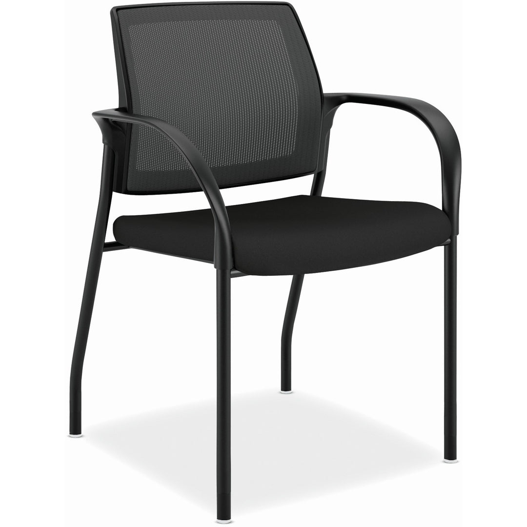 Image of HON® Stacking Chair,w/Glides,25"x21-3/4"x33-1/2",CU BK Seat
