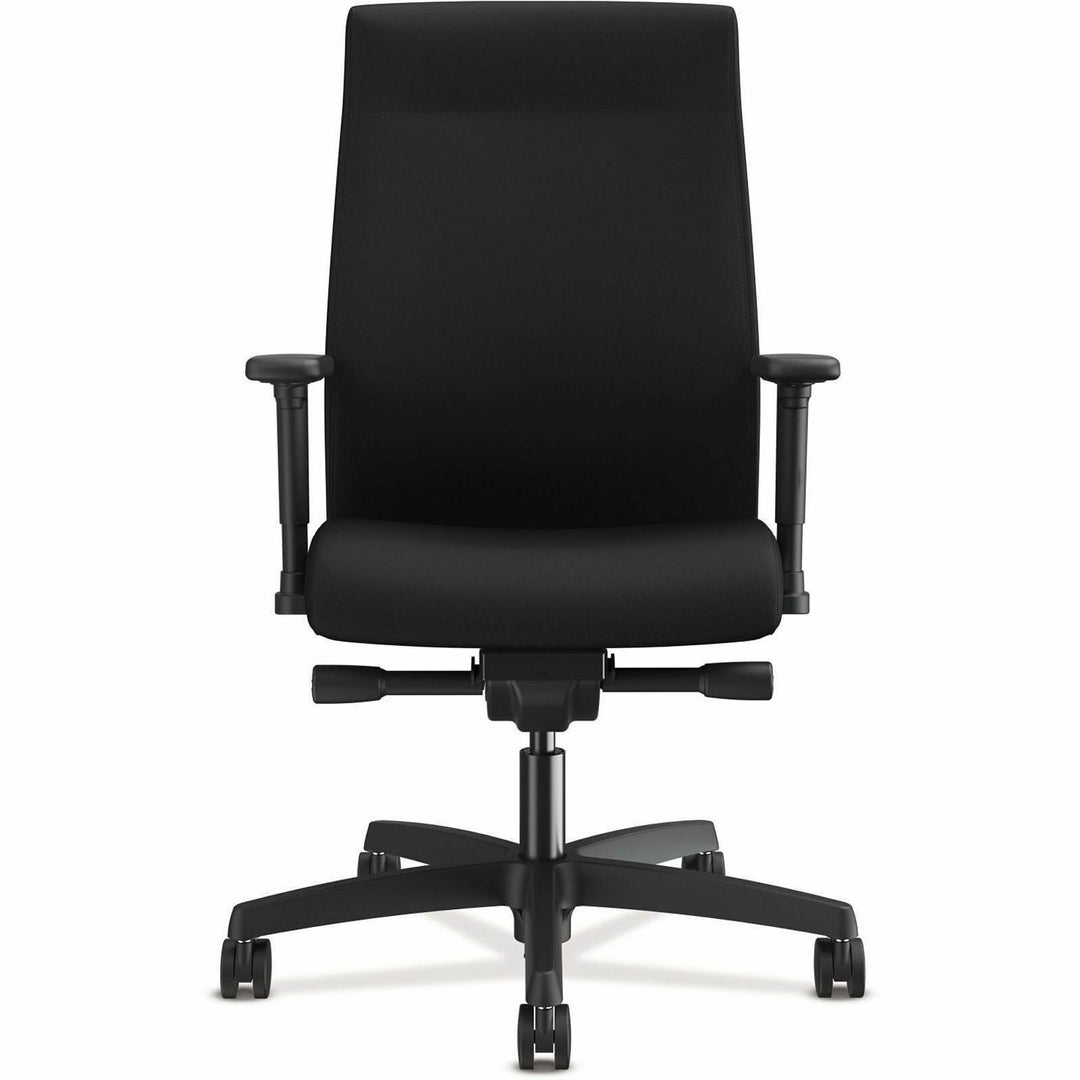 Image of HON® Ignition 2.0 Upholstered Mid-Back Task Chair With Lumbar, Supports Up To 300 Lb, 17" To 22" Seat Height, Black