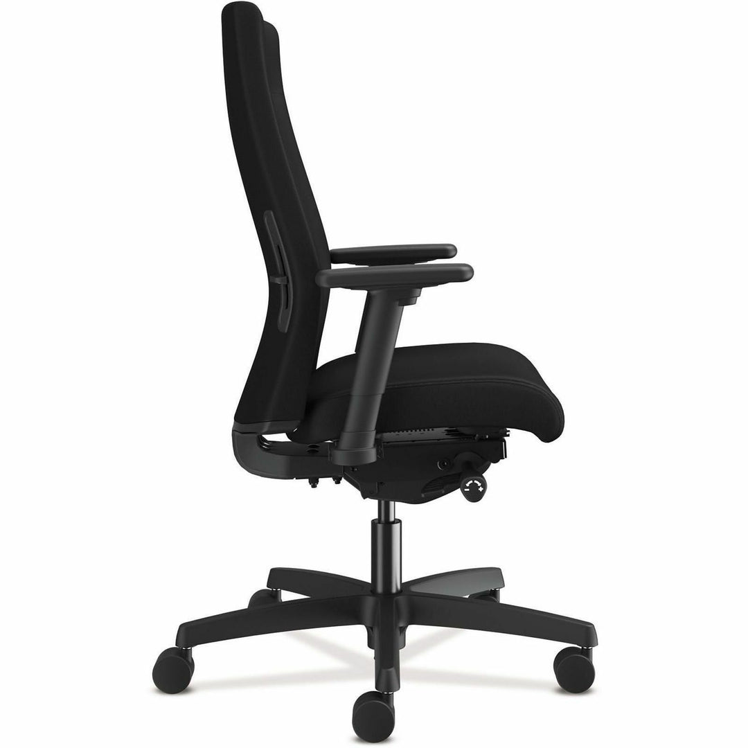 Image of HON® Ignition 2.0 Upholstered Mid-Back Task Chair With Lumbar, Supports Up To 300 Lb, 17" To 22" Seat Height, Black
