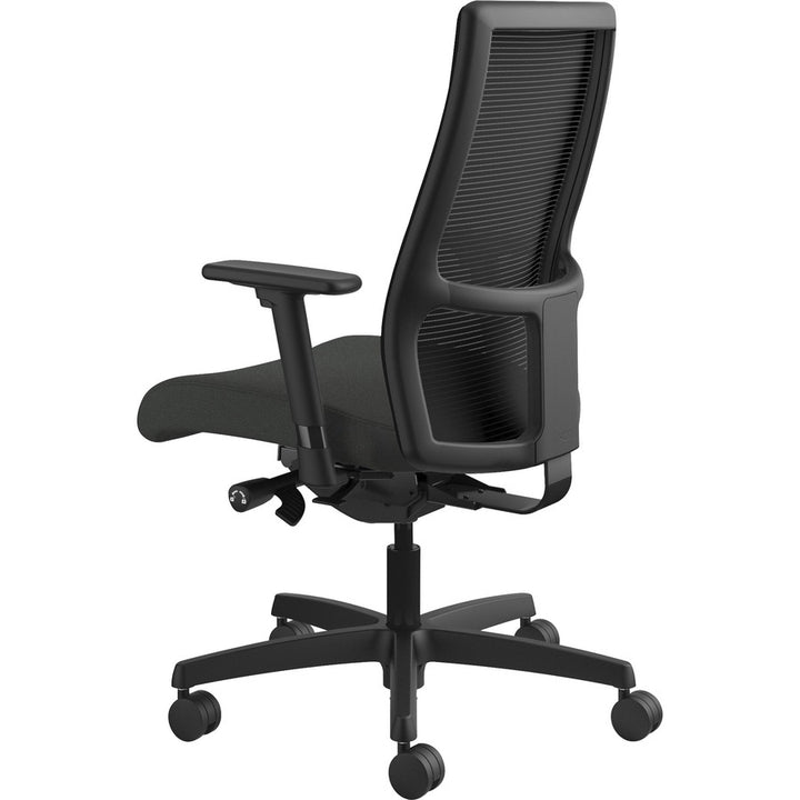 Image of HON® Ignition Series Mesh Mid-Back Work Chair, Supports Up To 300 Lb, 17.5" To 22" Seat Height, Iron Ore Seat, Black Back/base