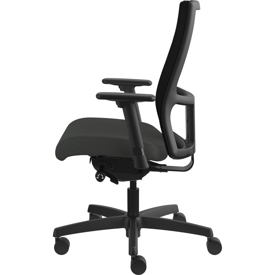 Image of HON® Ignition Series Mesh Mid-Back Work Chair, Supports Up To 300 Lb, 17.5" To 22" Seat Height, Iron Ore Seat, Black Back/base