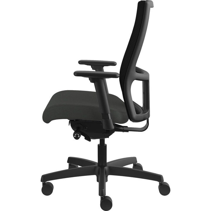 Image of HON® Ignition Series Mesh Mid-Back Work Chair, Supports Up To 300 Lb, 17.5" To 22" Seat Height, Iron Ore Seat, Black Back/base