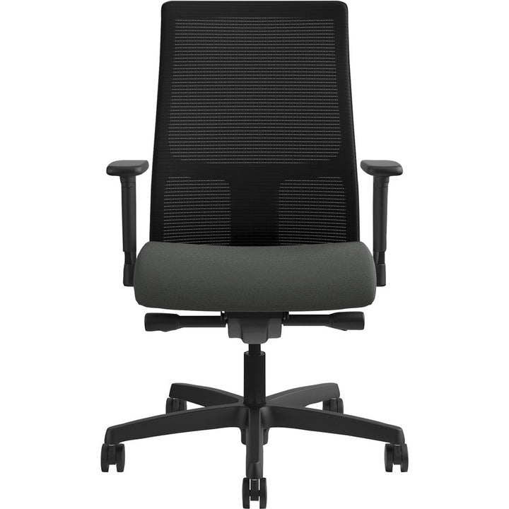 Image of HON® Ignition Series Mesh Mid-Back Work Chair, Supports Up To 300 Lb, 17.5" To 22" Seat Height, Iron Ore Seat, Black Back/base