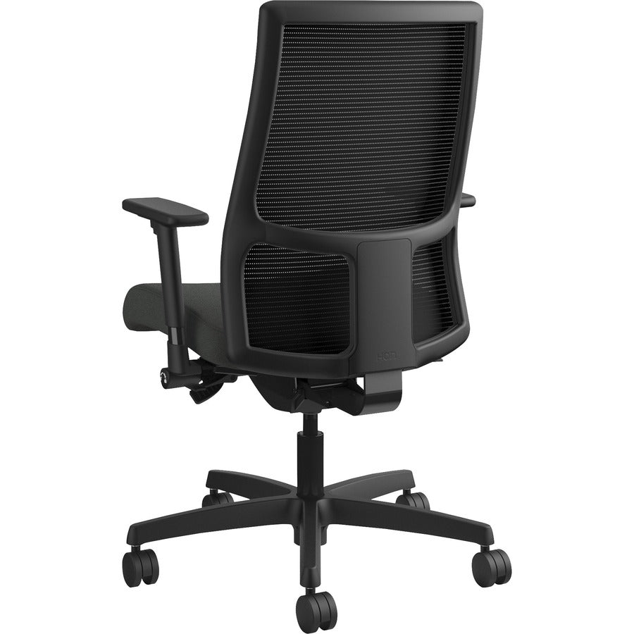 Image of HON® Ignition Series Mesh Mid-Back Work Chair, Supports Up To 300 Lb, 17.5" To 22" Seat Height, Iron Ore Seat, Black Back/base