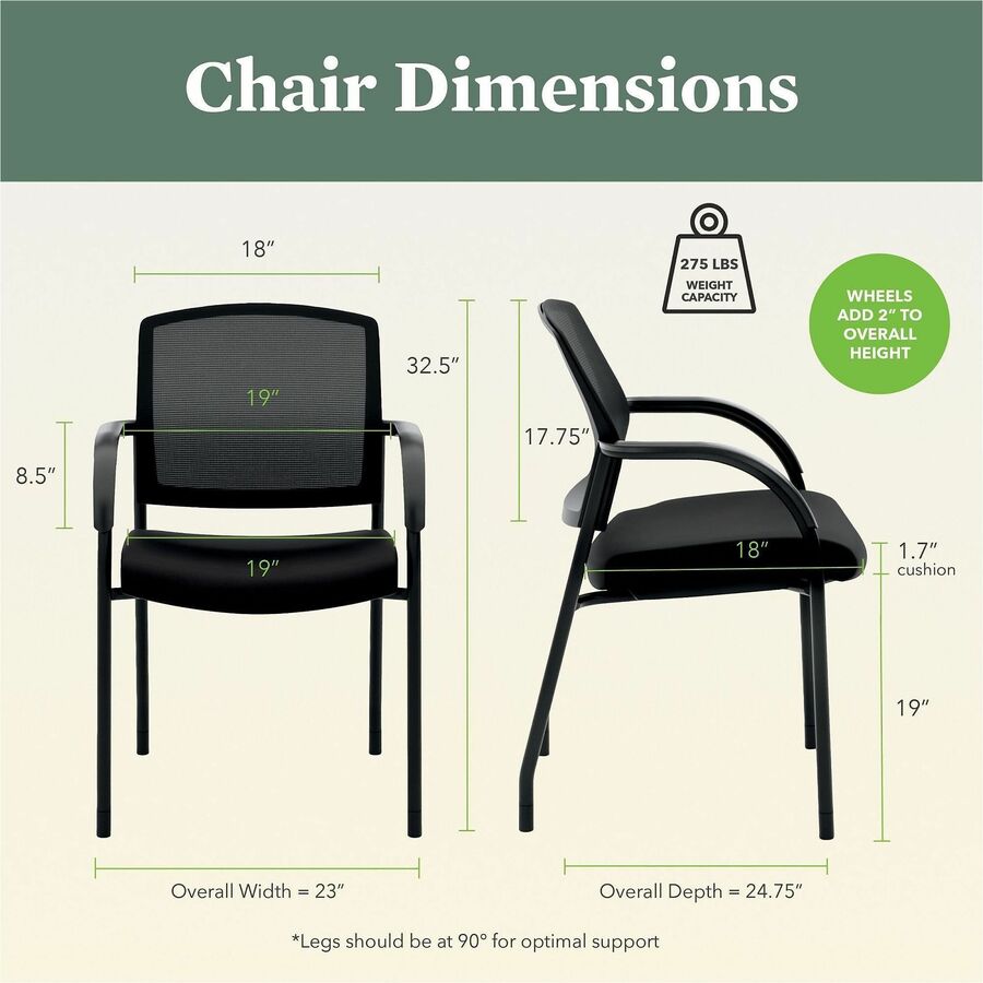 Image of HON® Lota Series Guest Side Chair, 23" x 24.75" x 34.5", Black Seat, Black Back, Black Base