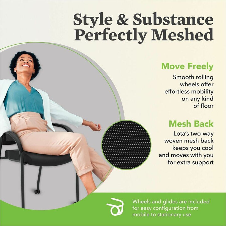 Image of HON® Lota Series Guest Side Chair, 23" x 24.75" x 34.5", Black Seat, Black Back, Black Base