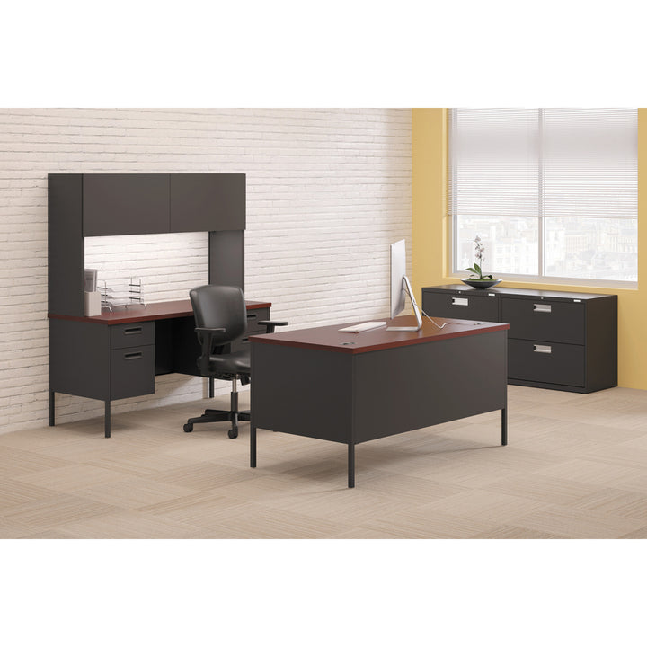 Image of HON® Metro Classic Series Double Pedestal Desk, Flush Panel, 60" X 30" X 29.5", Mocha/black