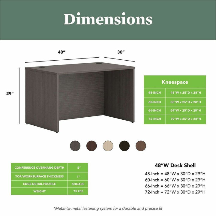 Image of HON® Desk Shell, Rectangle, 48"x30"x29", Slate Teak