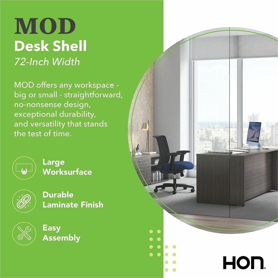 Image of HON® Mod Desk Shell, 72" x 30" x 29", Slate Teak