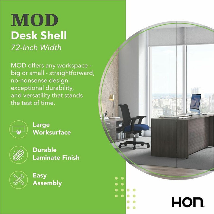 Image of HON® Mod Desk Shell, 72" x 30" x 29", Slate Teak