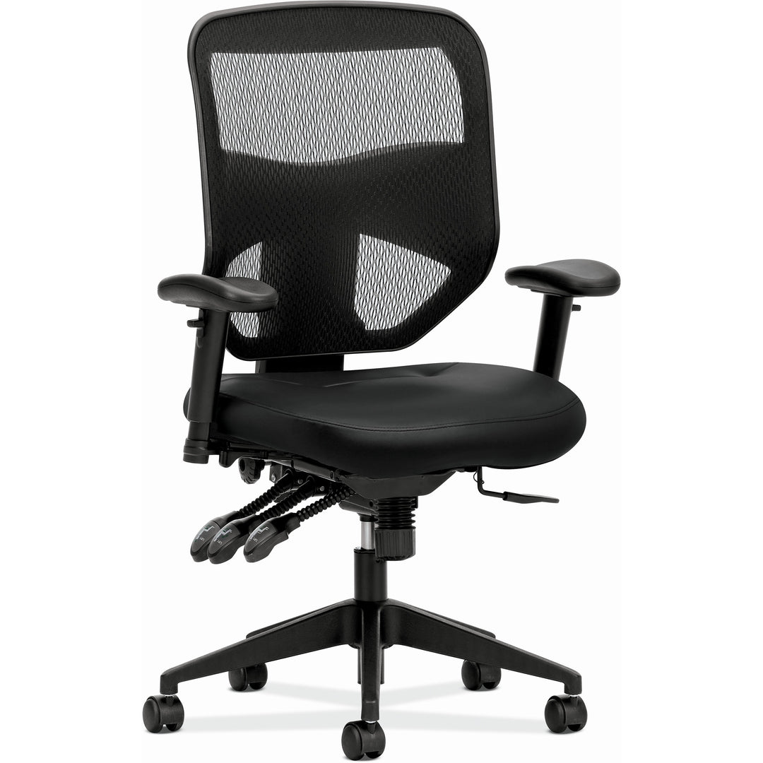 Image of HON® Prominent Mesh High-Back Task Chair, Supports Up To 250 Lb, 17" To 21" Seat Height, Black
