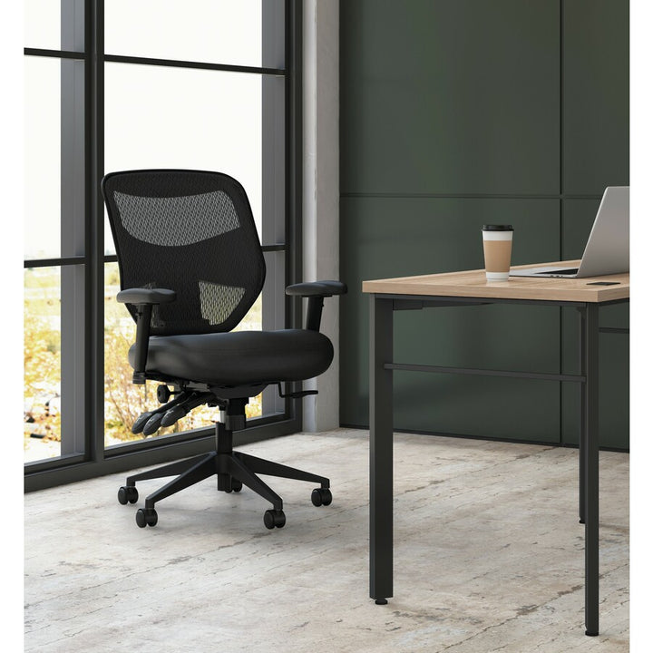 Image of HON® Prominent Mesh High-Back Task Chair, Supports Up To 250 Lb, 17" To 21" Seat Height, Black