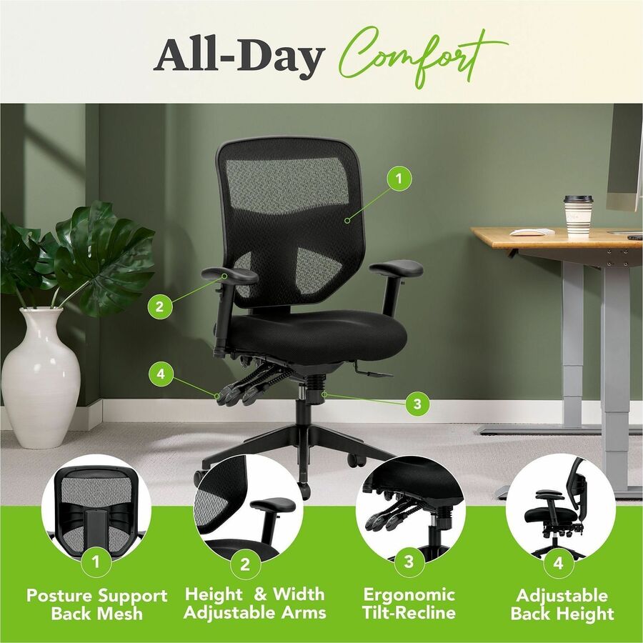 Image of HON® Vl532 Mesh High-Back Task Chair, Supports Up To 250 Lb, 17" To 20.5" Seat Height, Black