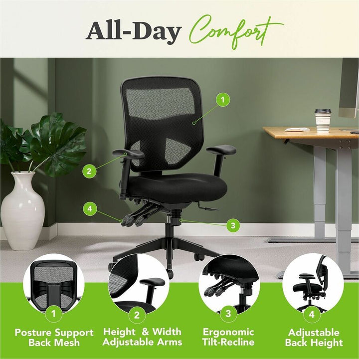 Image of HON® Vl532 Mesh High-Back Task Chair, Supports Up To 250 Lb, 17" To 20.5" Seat Height, Black