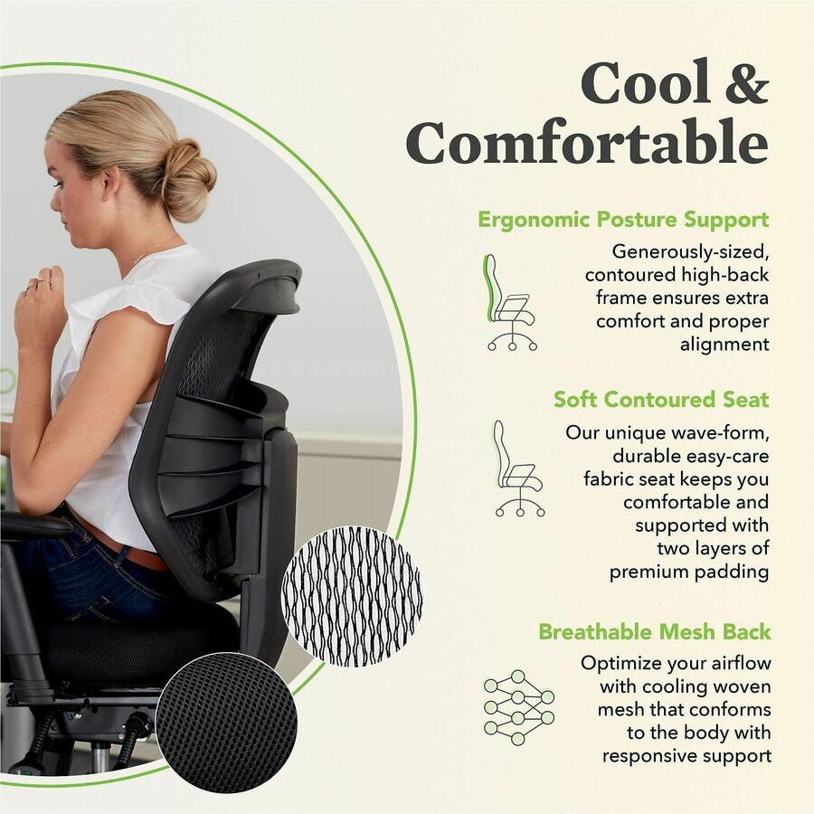 Image of HON® Vl532 Mesh High-Back Task Chair, Supports Up To 250 Lb, 17" To 20.5" Seat Height, Black