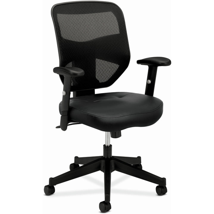 Image of HON® Vl531 Mesh High-Back Task Chair With Adjustable Arms, Supports Up To 250 Lb, 18" To 22" Seat Height, Black
