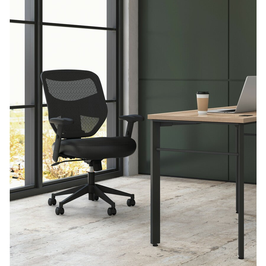 Image of HON® Vl531 Mesh High-Back Task Chair With Adjustable Arms, Supports Up To 250 Lb, 18" To 22" Seat Height, Black