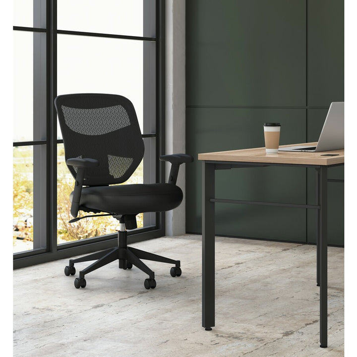 Image of HON® Vl531 Mesh High-Back Task Chair With Adjustable Arms, Supports Up To 250 Lb, 18" To 22" Seat Height, Black
