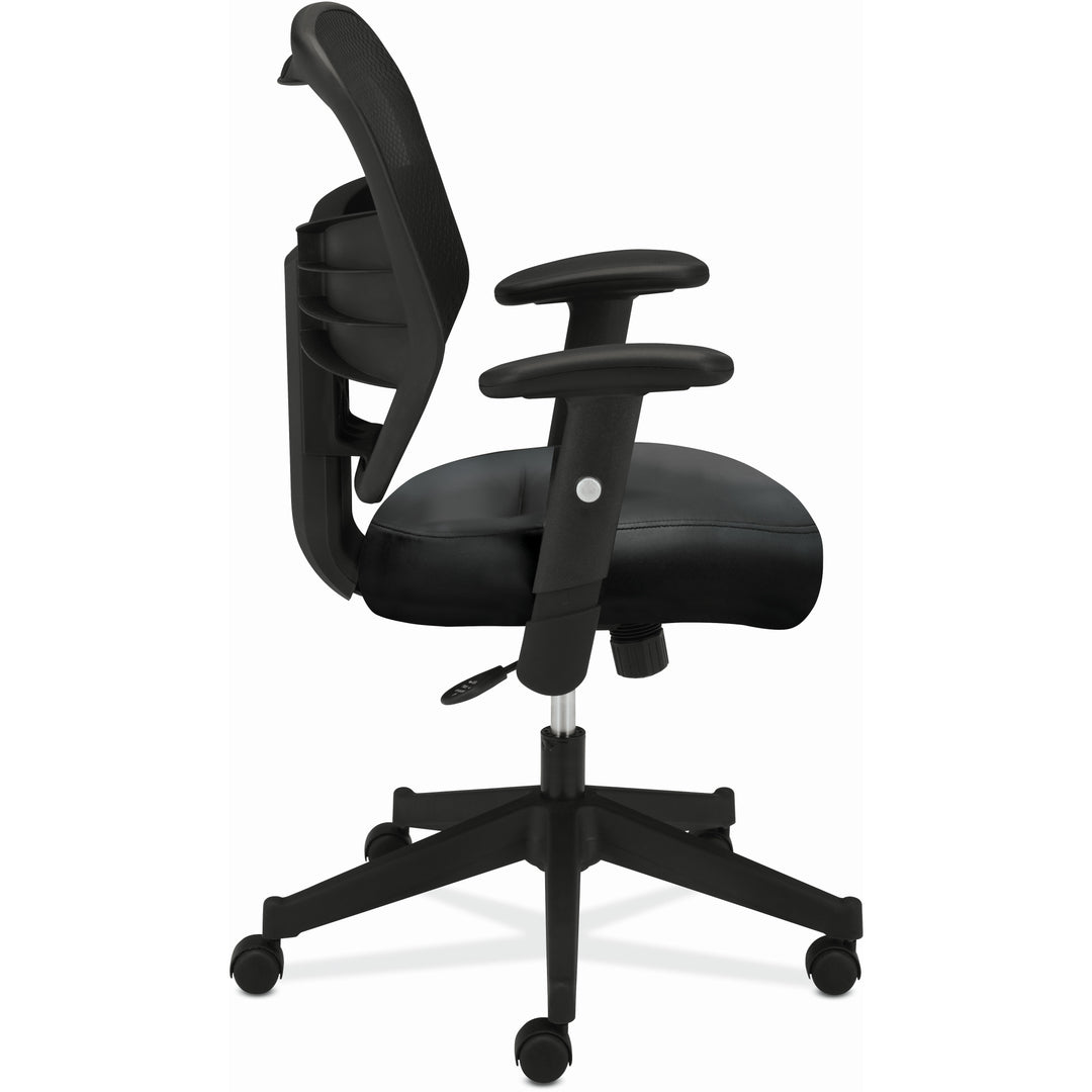 Image of HON® Vl531 Mesh High-Back Task Chair With Adjustable Arms, Supports Up To 250 Lb, 18" To 22" Seat Height, Black