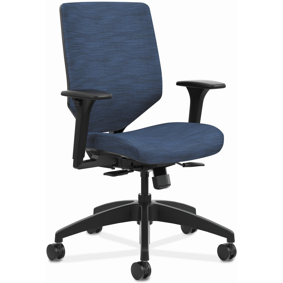Image of HON HONSVU1ACLC90TK Solve Chair, Fabric Seat Material, Charcoal Back Color, Fabric Back Material, Black Frame Color, Mid Back, Midnight, 1 Each
