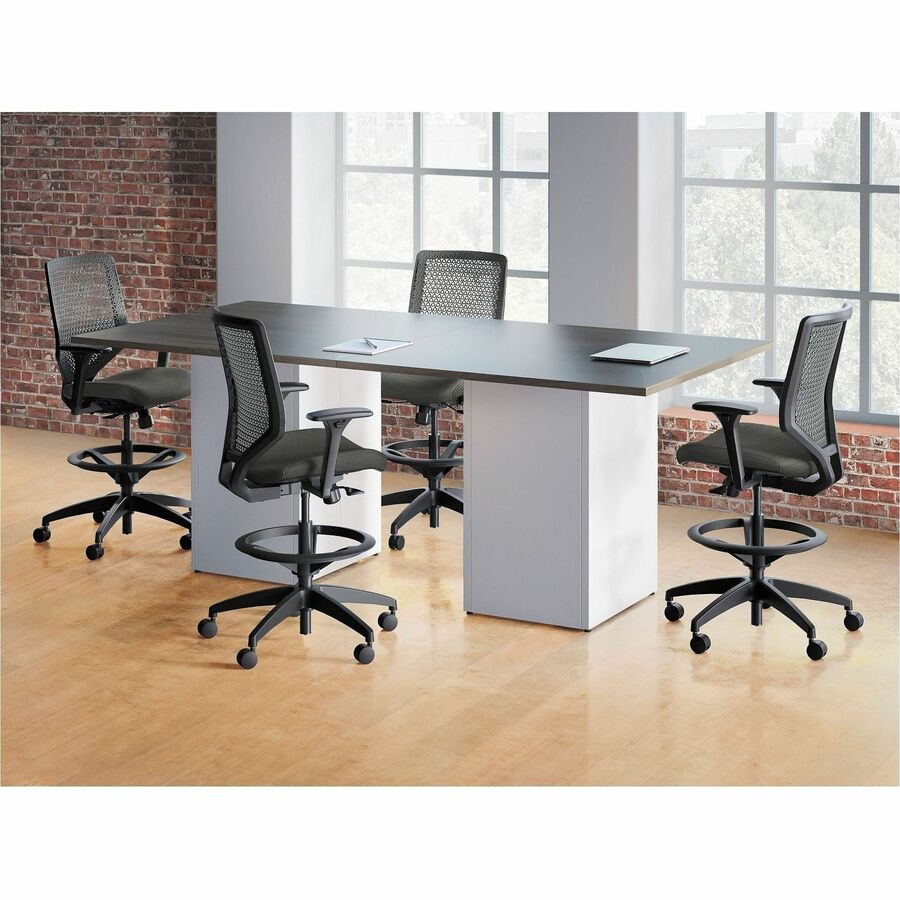 Image of HON® Solve Series Reactiv Back Task Stool, Supports Up To 300 Lb, 23" To 33" Seat Height, Ink Seat, Charcoal Back, Black Base