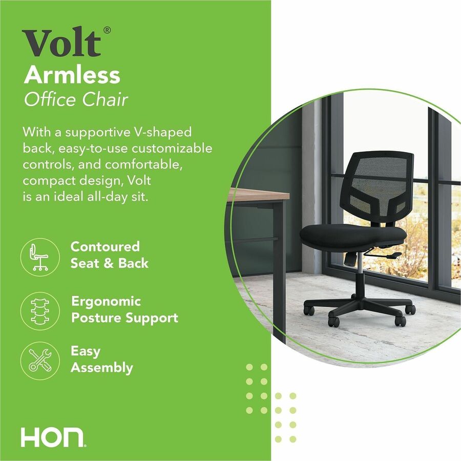 Image of HON® Volt Series Mesh Back Task Chair, Supports Up To 250 Lb, 18.25" To 22.38" Seat Height, Black