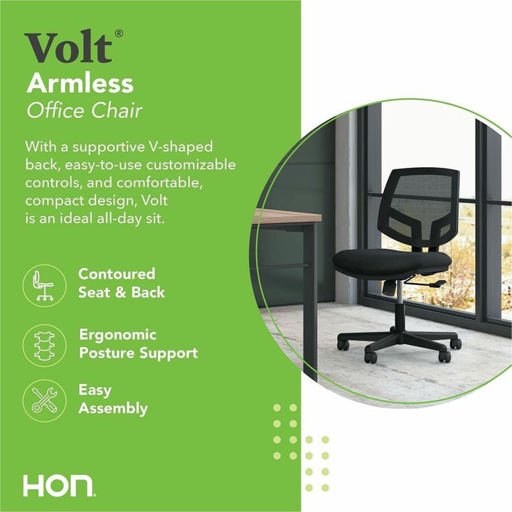 Image of HON® Volt Series Mesh Back Task Chair, Supports Up To 250 Lb, 18.25" To 22.38" Seat Height, Black