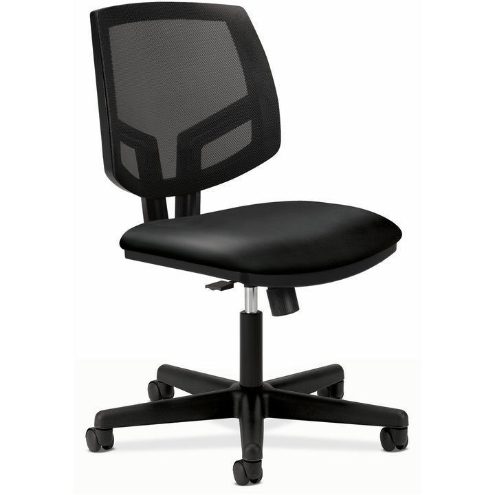 Image of HON® Volt Series Mesh Back Leather Task Chair With Synchro-Tilt, Supports Up To 250 Lb, 18.13" To 22.38" Seat Height, Black