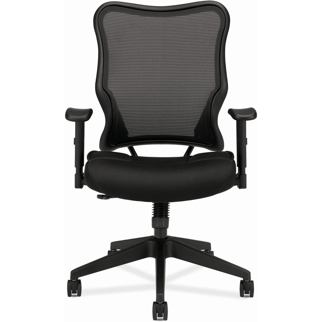 Image of HON® Vl702 Mesh High-Back Task Chair, Supports Up To 250 Lb, 18.5" To 23.5" Seat Height, Black