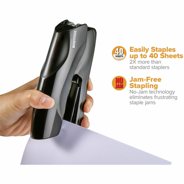 Image of Bostitch® Stapler, Antimicrobial, 40-Sheet Cap, Full-strip, Black
