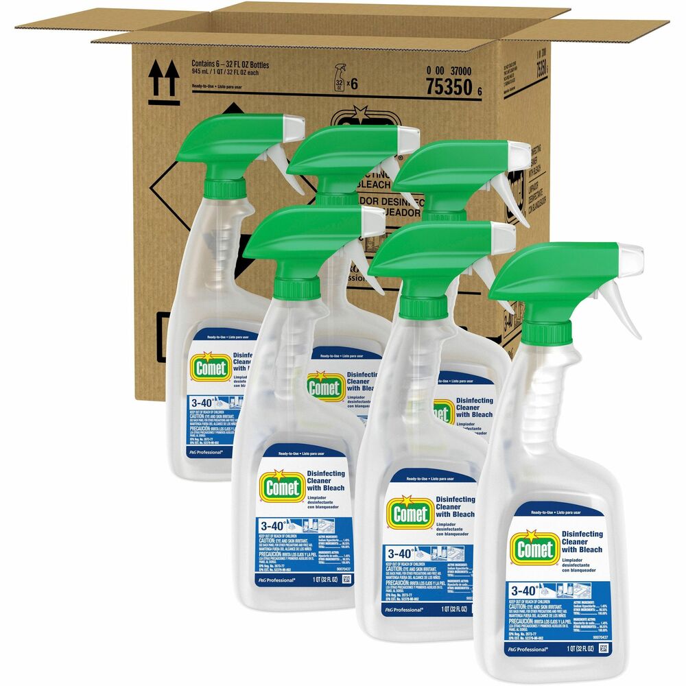 Image of Proctor & Gamble Disinfectant Spray,w/Bleach,Comet,Liquid,Prof,32oz,6/CT