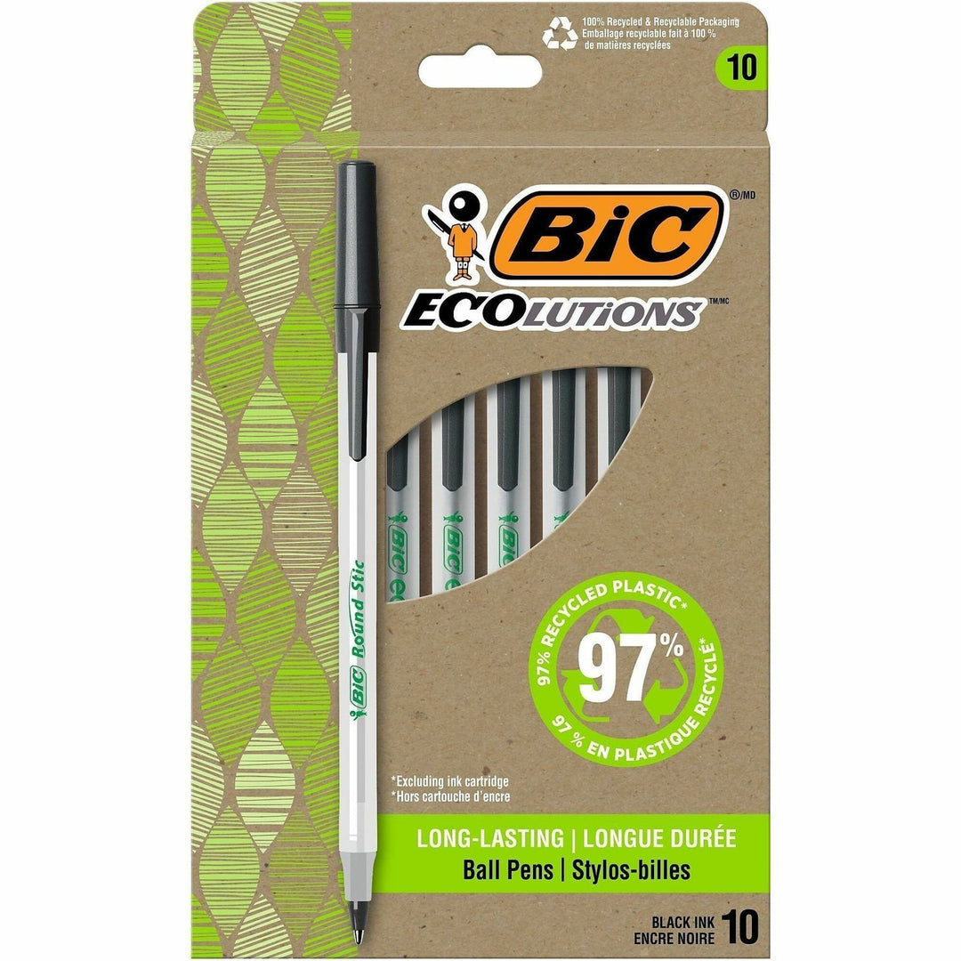 Image of BIC® Pen,Ballpoint,Stick,1.0mm,10/PK,Semi-CL Barrel/Black Ink